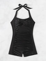 ZTVitality Solid Color Ruched One Piece Swimsuit 2024 New Arrival Halter Tummy Control Women Summer Bathing Suits Sexy Brazilian