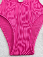 Sexy Halter V Neck Wrinkled Female Swimwear One Piece Swimsuit Women Backless Monokini High Leg Cut Bathing Suit Swim Beach Wear