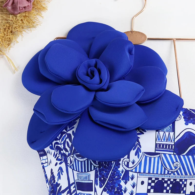 2024 Sexy Sling Ruffle Solid Two Pieces Bikini Women High Waist 3D Flower Swimsuit Skirt Summer Backless Beachwear Bathing Suit