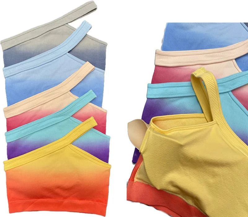 Seamless Tight Yoga Sets Sports Fitness Gradient Single Shoulder Bra High Waist Hip Lifting Pants Suits Wokout Gym Running Sets