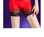 High Lace Waist Sexy Panties 5D Oil Shiny Glossy Sheer See Through Boxers Package Hip Boyshort Woman Safety Shorts Underwear