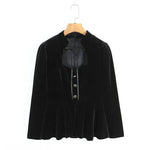 French-style Elegant Stand-up Collar Tie-waist Slim-fit Pleated Long-sleeve Shirt For Women With Waist Lace Cake Skirt QXS5