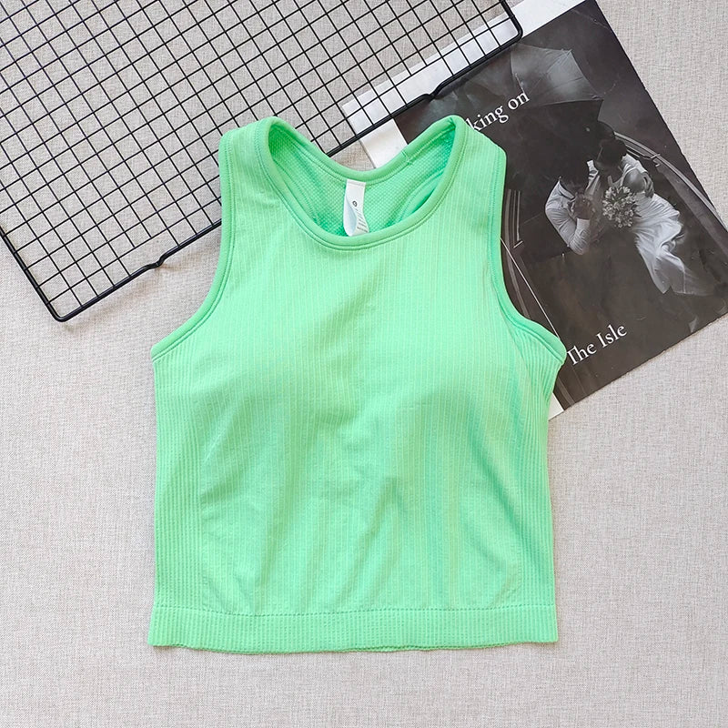 Sports Short Vest Sleeveless, Breathable, Sweat-Absorbent, Wearing Running and Fitness Training Yoga Clothes.