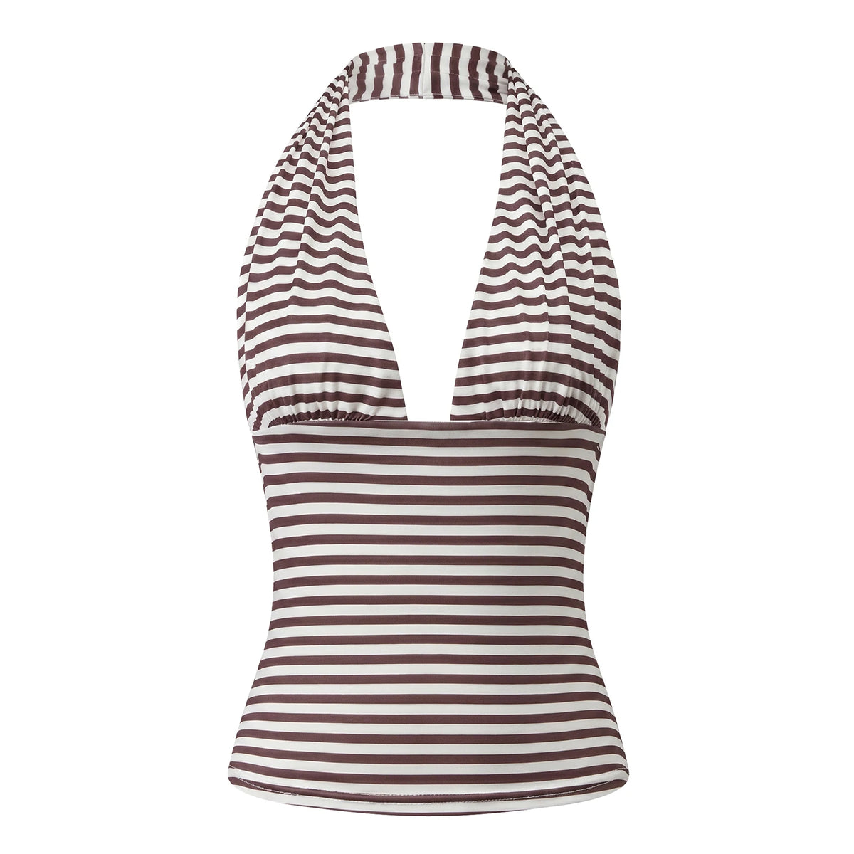 Women's Halter Tops Striped V Neck Sleeveless Open Back Slim Fit Vest Summer Party Daily Casual Wear Street Tank Tops