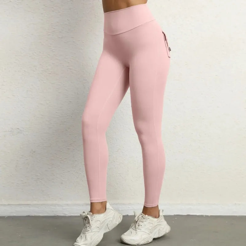 Women's Seamless Yoga Leggings Pants Sports Fitness Peach Hip-lifting Workwear Pocket Tight Trousers Workout Gym Leggings