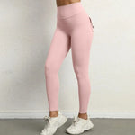 Women's Seamless Yoga Leggings Pants Sports Fitness Peach Hip-lifting Workwear Pocket Tight Trousers Workout Gym Leggings
