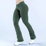 NCLAGEN Vision Flares Women Seamless Gym Yoga Pants High Cross Waist Fashion Sports Leggings Fitness Wide-leg Workout Trousers
