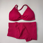 2 Pieces Gym Set Women Workout Clothes Scrunch Shorts Set Halter Sports Bra Fitness Top Woman Sportswear Yoga Set Outfits