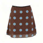 2026 Summer Women Mini Skirt Dot Print Elastic Waist Loose A-line Skirts Daily Casual Retro Skirt Streetwear