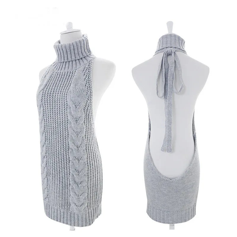 Porn Sexy Lingerie Transparent Sweater Dress Women's Japanese Uniform Open Chest Backless Free Teasing Passion Dress