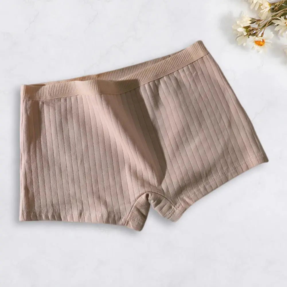 Women Underpants Seamless Mid Waist Cotton Solid Color Stretchy Boxers Anti-exposure Moisture-wicking Briefs Women Daily Wear