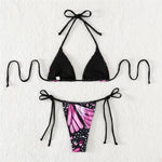 Sexy 4 Colors Printed Halter Padded Bikini Female Swimsuit Women Swimwear Two-pieces Bikini set Bather Bathing Suit Swim K4910
