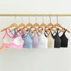 Women's Beautiful Back Contrasting Sports Bra Integrated Buckle Yoga Top Fitness Bra Supportive Active Wear