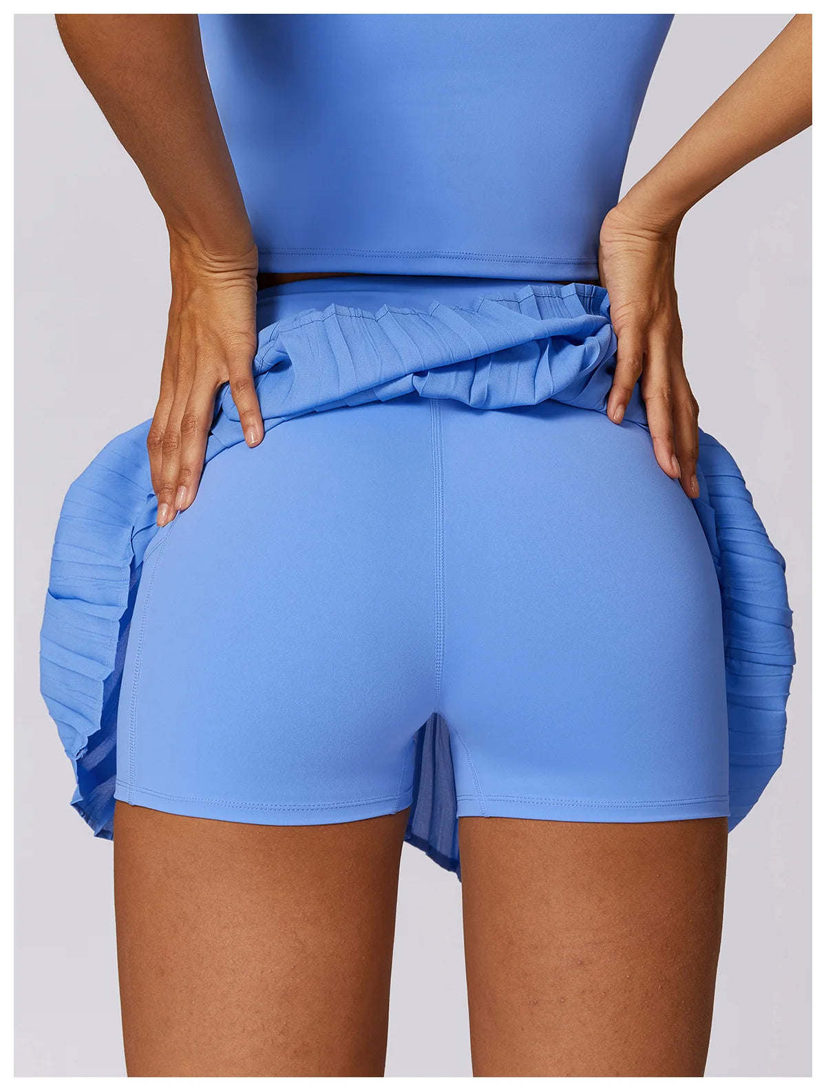 Sports Tennis Short Skirt Women's Summer Pleated Fake Two-piece Quick Drying Skort Fitness High Waist Pocket Yoga Running Skirts