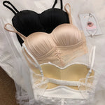 Elegant Luxury Lace Satin Bra for Petite Small Bust Women Sexy Gathered Back Design Push Up Comfort Soft Intimate Lingerie