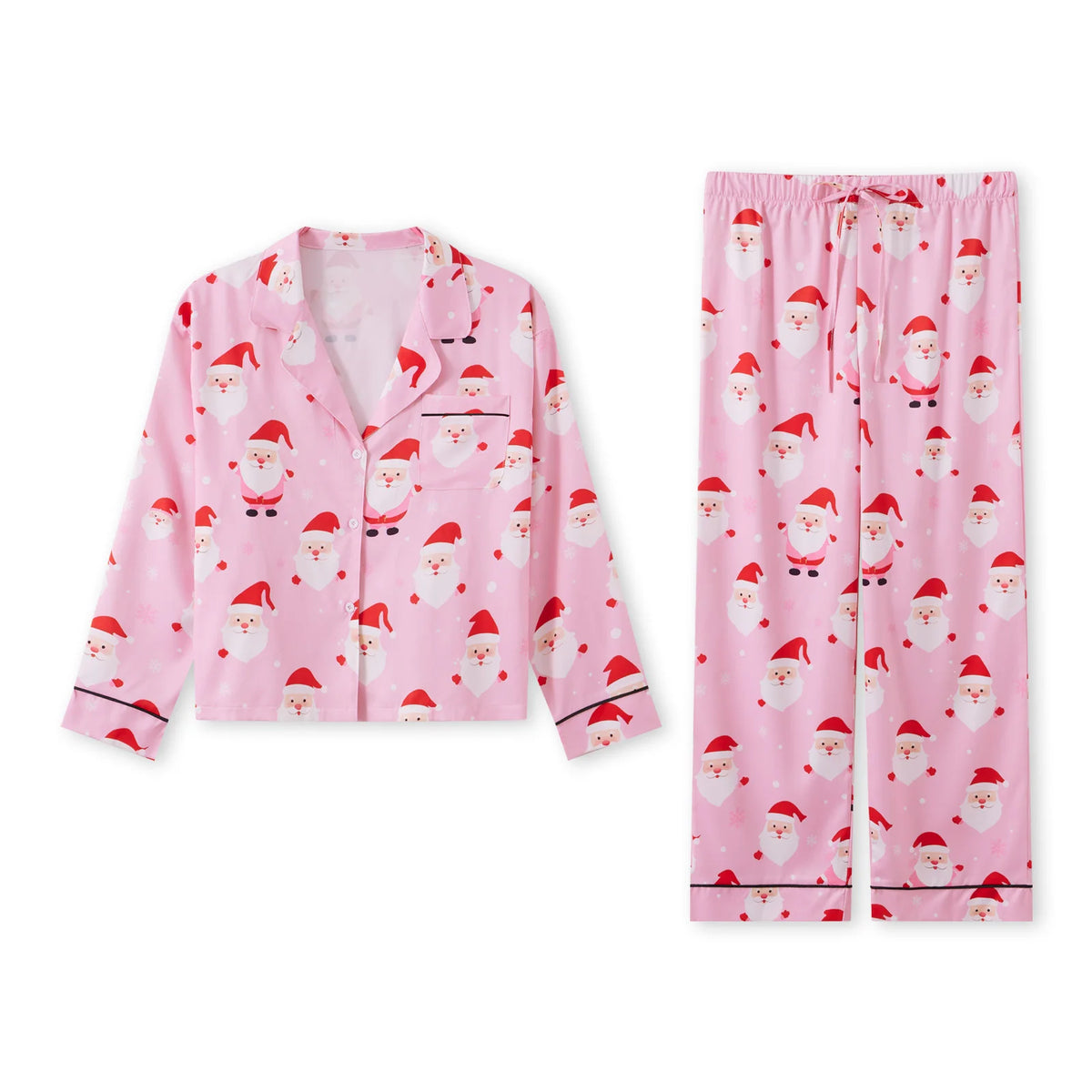 Women’s 2025 Christmas Pajamas Set Long Sleeve Oversized Button Down Shirt and Long Pants Two Pieces Loungewear