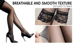 Elegant Lace Top Thigh High Stockings for Women Sheer Black Mesh with Floral Design Stretchy and Stylish Socks