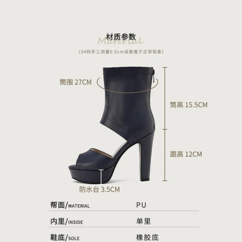 Retro Rome Gladiator Sandals Women Peep Toe Thin High Heels Summer Shoes 2026 Zip Lady Party Nightclub Show Plus Size 43