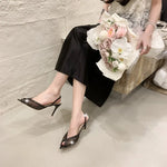 Mesh Lace Back Strap Pointed Toe High Heels Sandals Women Pumps Summer Sexy Party Banquet Stiletto