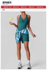 Cross Back V-neck Short Yoga Jumpsuit Women Quick Drying Solid Sleeveless Sports One Piece Suit Outdoor Recreation Bodysuits