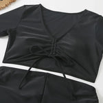 Black Drawstring Swimwear Bikinis Sets Mujer 2026 Crop Top Shorts Bottom Swimsuit Women Sexy Bathing Suit Beachwear Bikini Swim