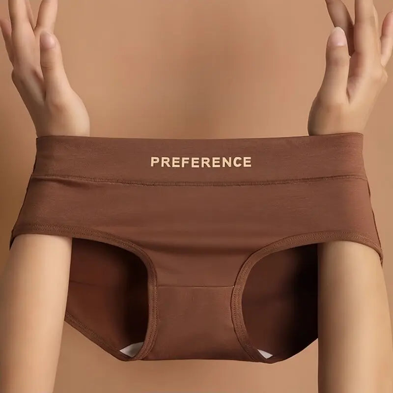 1-Pack Women Cotton Panties Mid Waist Briefs in Warm Tan Minimalist Breathable Intimates Ladies Underwear Size M-2XL