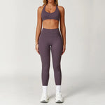 Yoga Set 2PCS Women Tracksuit Nude Feeling Workout Sets Gym Clothes Push Up Fitness Running Sportwear Sport Bra Leggings Suit