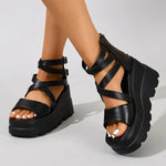 Super High Heel Women SandalsInner Height Increase Wedge Sandals for Women Peep-toe Platform High Heeled Sandals Sandalias