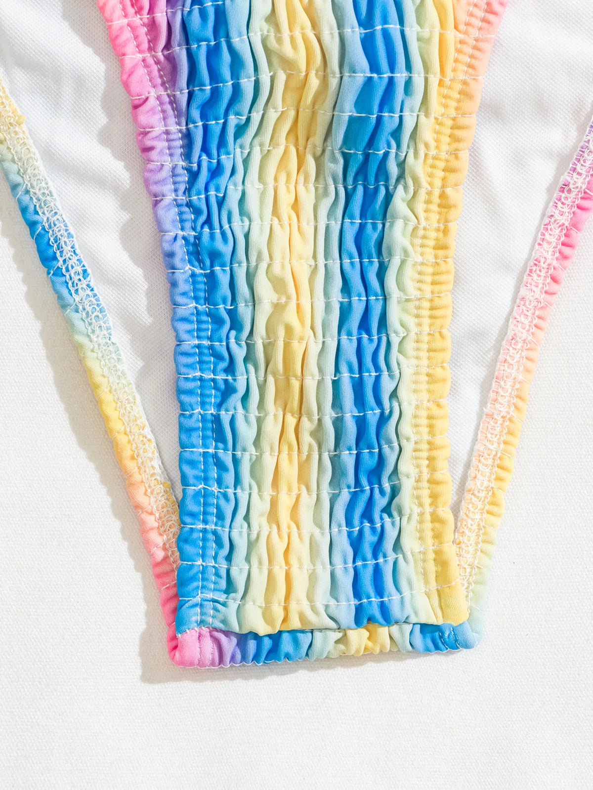 2026 New Sexy Bikini Women Rainbow Stripe Pleated Swimwear Swimsuit Knotted Bikinis Set Bathing Suit Beach Bikini Female Push Up