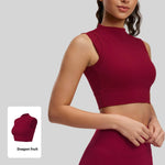 Women's Yoga Tank Top Highly Stretchy, Slightly High-Neck Sports Bra with Built-In Cups Lifts and Shapes The Bust Sexy Fitness