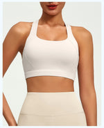 Solid Color Sports Bra Women Cross Back High Support Yoga Bra Sports Top Compression Training Gym Bras Fitness Underwear Woman