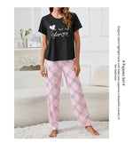 Women's Pajamas 3-Piece Set Sleepwear Home Clothes Autumn Short Sleeve Top with Shorts & Long Pants Loungewear Short Suit Pyjama