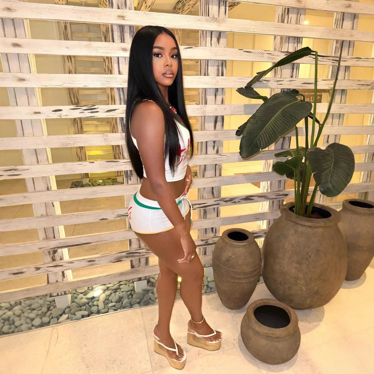 Summer new European and American sports fashion slim hot girl letter printed vest top shorts suit