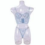 Toucheart Sexy Lingerie Mesh Embroidered Flowers Underwire Fishbone Sexy Floral Transparent Lace Underwear Sexy Lingerie Suit