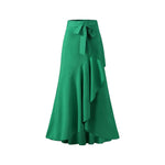 Irregular Ruffle Hem Sexy Skirt For Women Elegant Summer Wrapped Hip Fishtail Skirt High Waistband Solid Color Flowy Skirt
