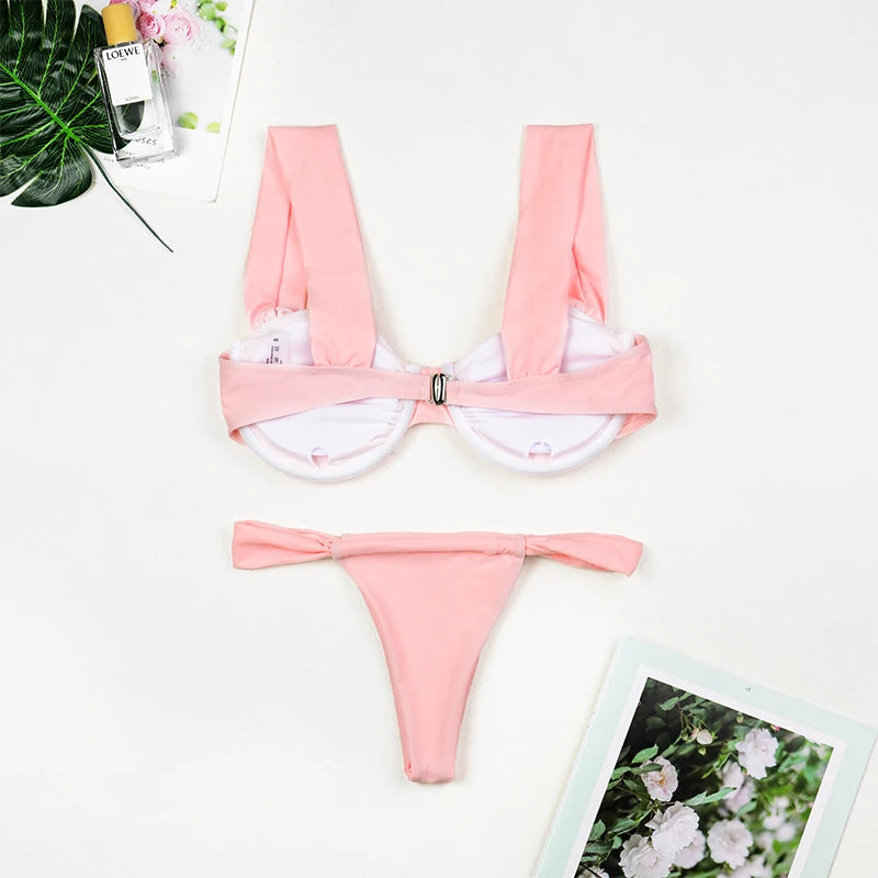 3 Pieces Women's Sexy Bikini Set 2025 New Swimwear Long Dress Cover up Female Beachwear Bathing Suit Summer Swimming Outfit