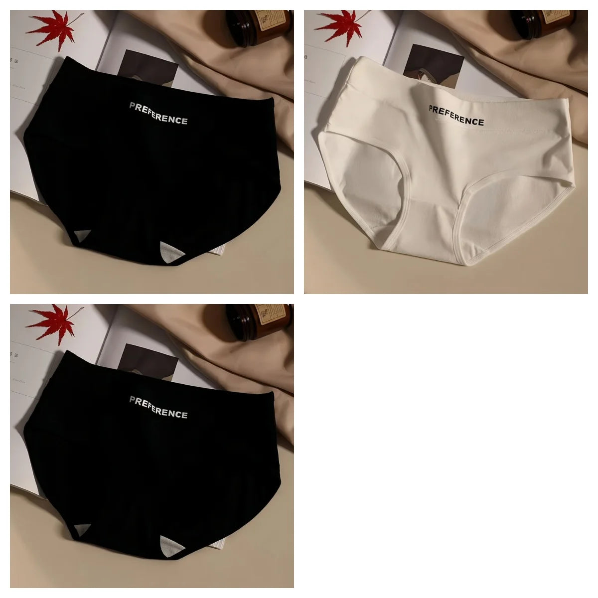 3Pcs/Set Women Soft Cotton Panties Mid Waist Briefs in Warm Tan Minimalist Intimates Breathable Stretch Underwear Size M-2XL