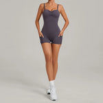 Womens Two Way Wear Bodysuit Sleeveless Yoga Stretch One Piece Romper Sexy Fitness Side Pockets Sportwears Bodysuit
