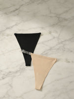 2 Pcs Nude and Black Seamless Thong Women Invisible Soft Comfortable Breathable Panties Sexy Low waist ThongC678