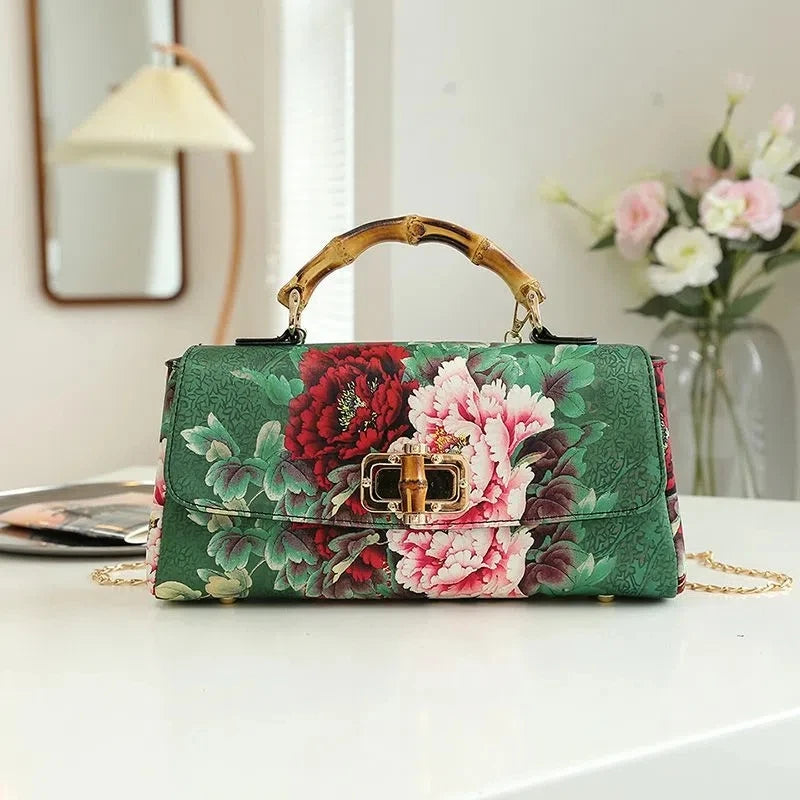 Vintage Bamboo Top Handle Bag Classic Mother Chic Lady Bags Women Shoulder Crossbody Bag Chain Bags Women's Handbags Purses