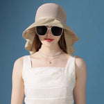 Women's Sun Hat with Neck Flap Solid Stylish Foldable Wide Brim Beach Hat for Outdoor Hiking