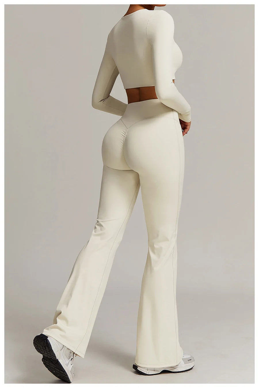 Women 2PCS Yoga Suit Sports Gym Set Tracksuit Workout Long Sleeve Shirt Fitness Flared leggings Short sleeve shorts running suit
