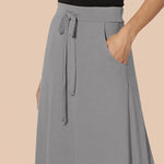 Women Maxi Skirt Adjustable Drawstring High-Waisted Solid Color Long Skirt with Pockets Casual Work Skirt Skirts for women