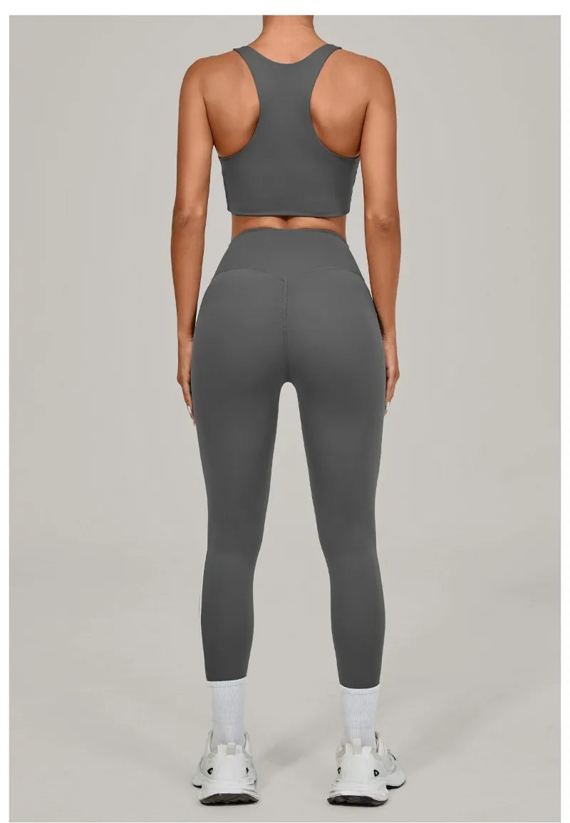 Women's Seamless Yoga Sets Sports Fitness Beauty Back Vest Hip-lifting Pants Slim-fit Suits Running Workout Gym Training Sets
