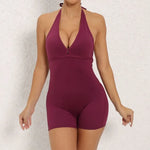 Women's High Elasticity One-Piece Fitness Jumpsuit - Tight Peach Hip Jumpsuit & Air Back Yoga Pants for Workout Gym Running