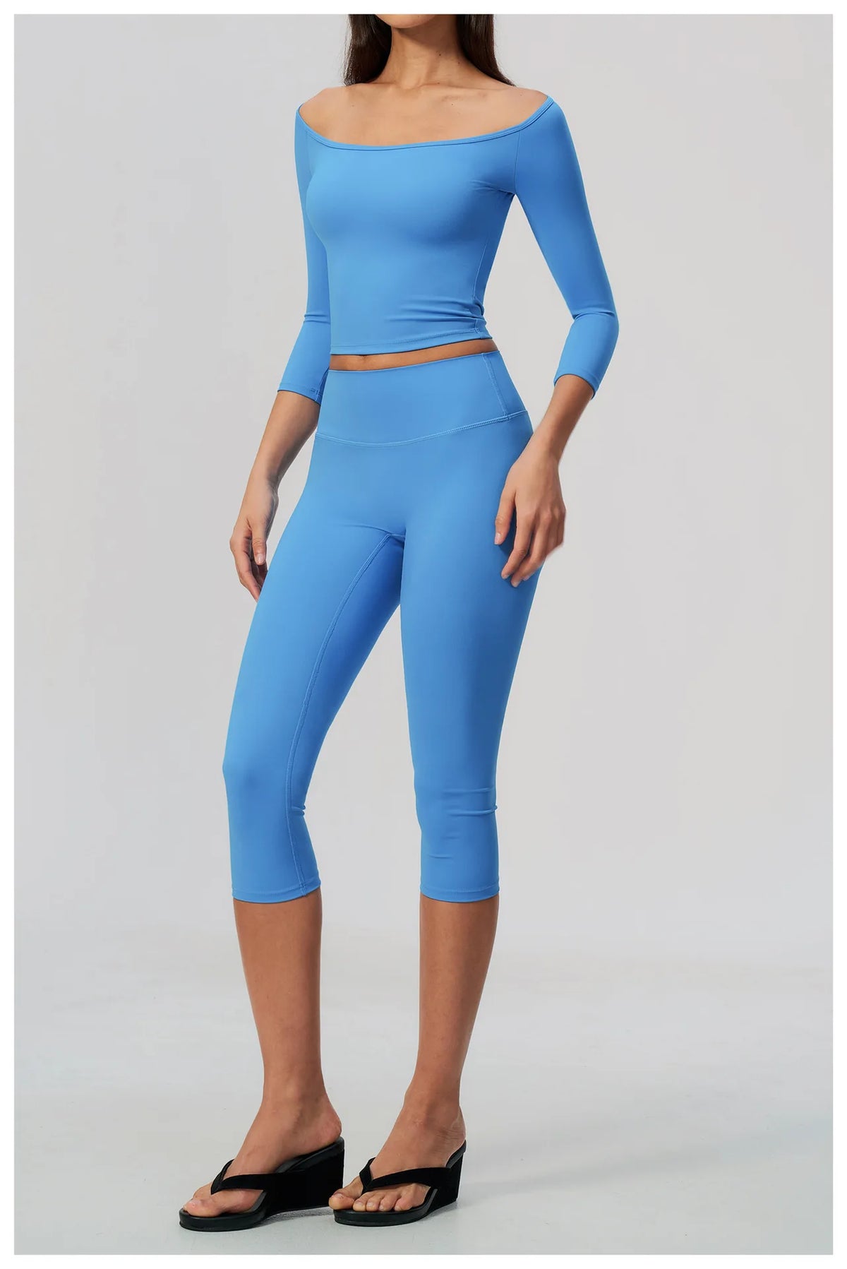 Fashion Mid Sleeve T-shirt Yoga Suits Tight Fitting Slim Sports Tops High Waist Peach Hip Mid Pants Gym Running Fitness Outfits