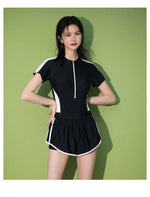 New Women's Swimsuit, One-piece Coverage Slimming EffectConservative Sports Style Hot Spring Flat Leg Pants Swimsuit Plus Size