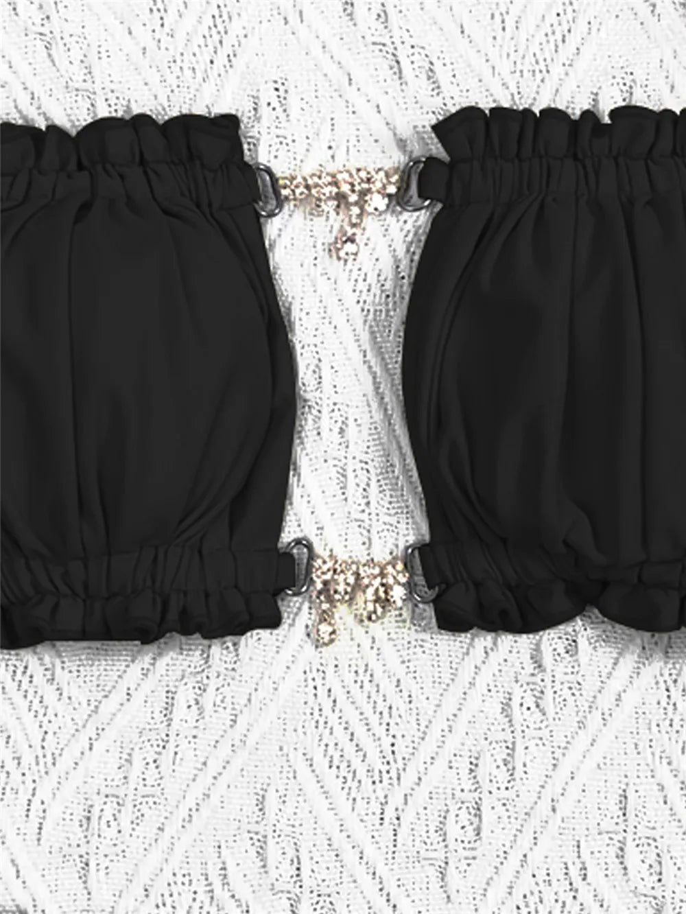 Sexy Rhinestone Chain Micro Thong Bikini Women Swimwear Ruffled Bandeau Swimsuit Knotted Bathing Swimming Suit Bikinis Sets 2026
