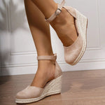 2025 Comfy Walk Big Size 43 Summer Bohemian Platform Espadrilles Sandals Women Ankle Strap Sandals High Heels Wedges Shoes Woman