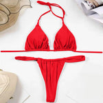 Sexy Bikini Set Two Piece Swimsuit Bikini Set Push Up Bra Solid Thong Women Swimwear Beachwear Bathing Suit Traje De BañO 2024